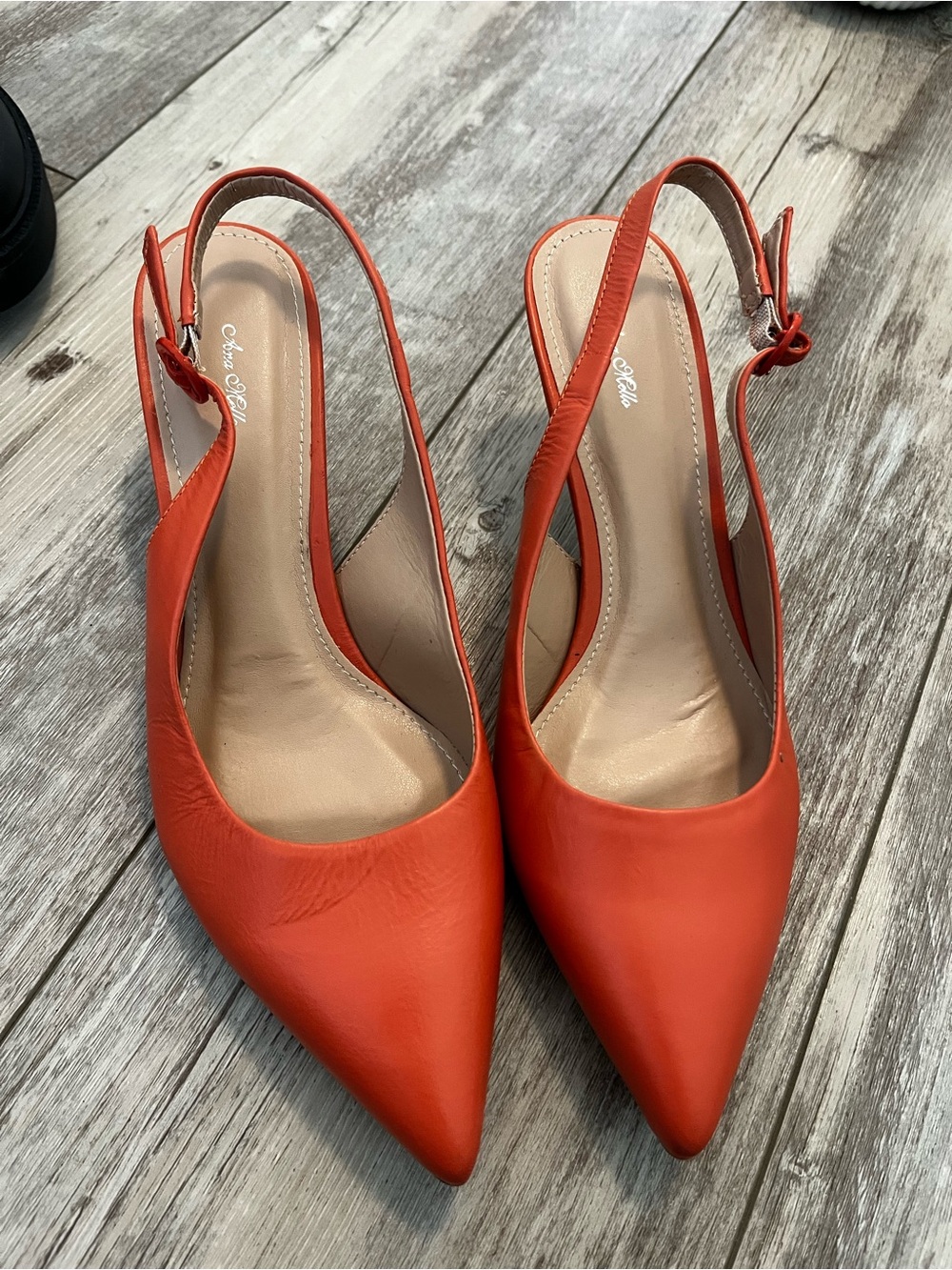 Slingback Pointed Toe Heels in Orange